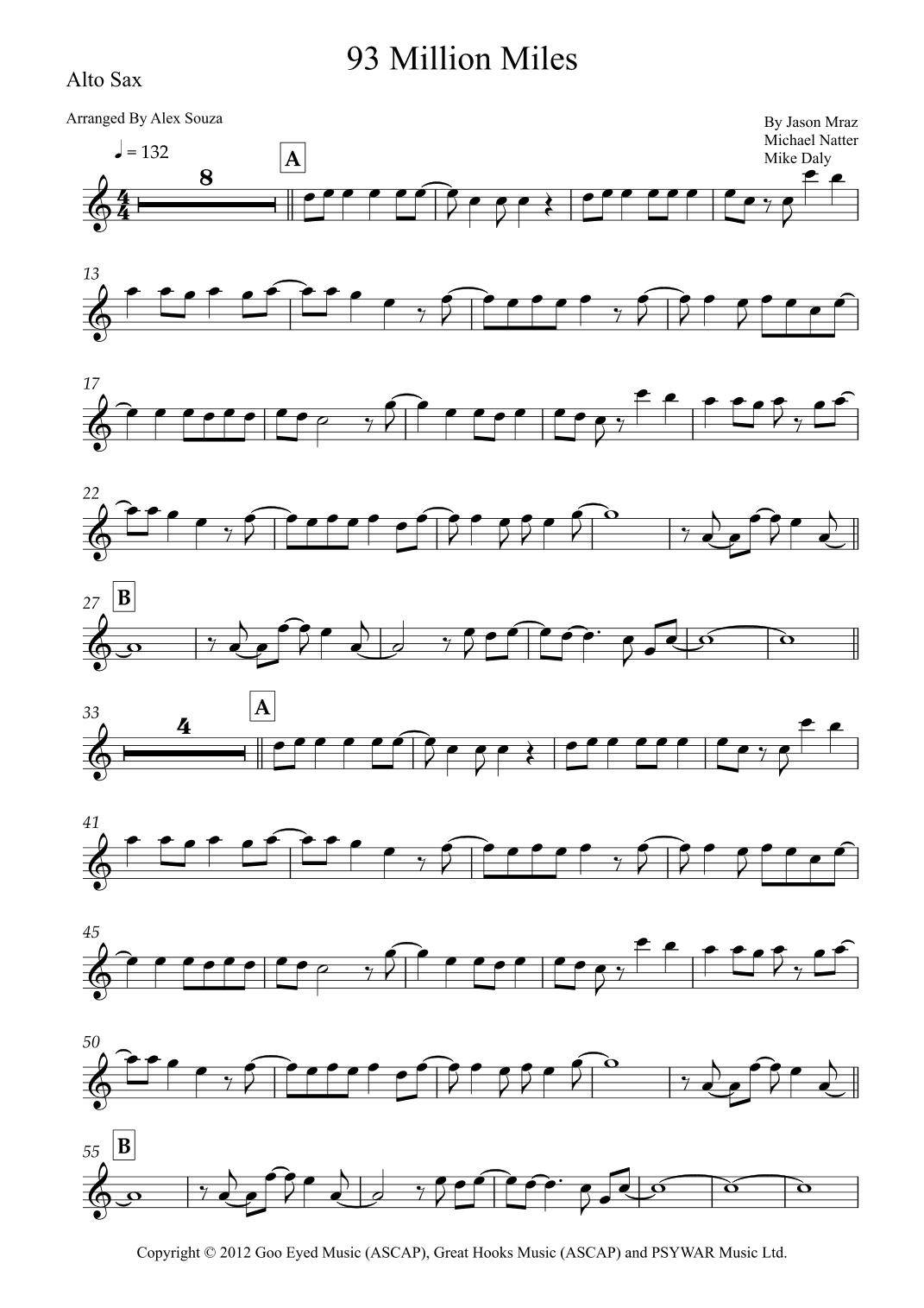 93 Million Miles (arr. Alex Souza)