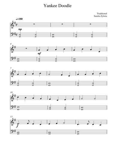Yankee Doodle (arr. Sandra Zylstra)