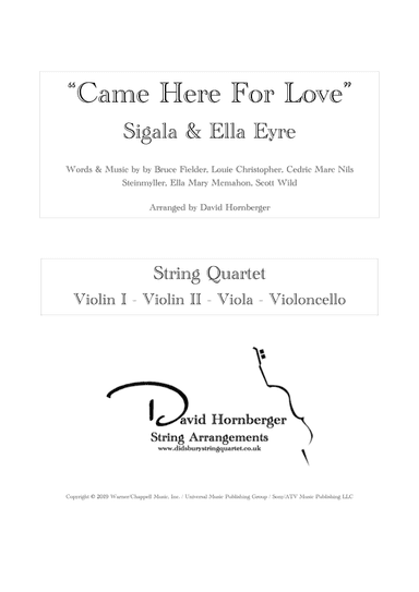 Came Here For Love (arr. David Hornberger)