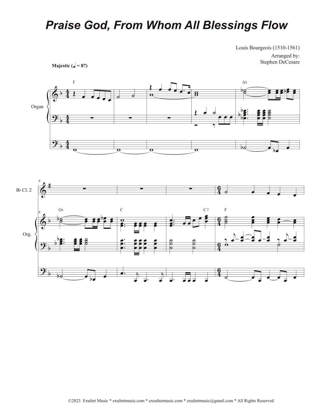 Praise God, From Whom All Blessings Flow (Duet for Bb-Clarinet) (arr. Stephen DeCesare)