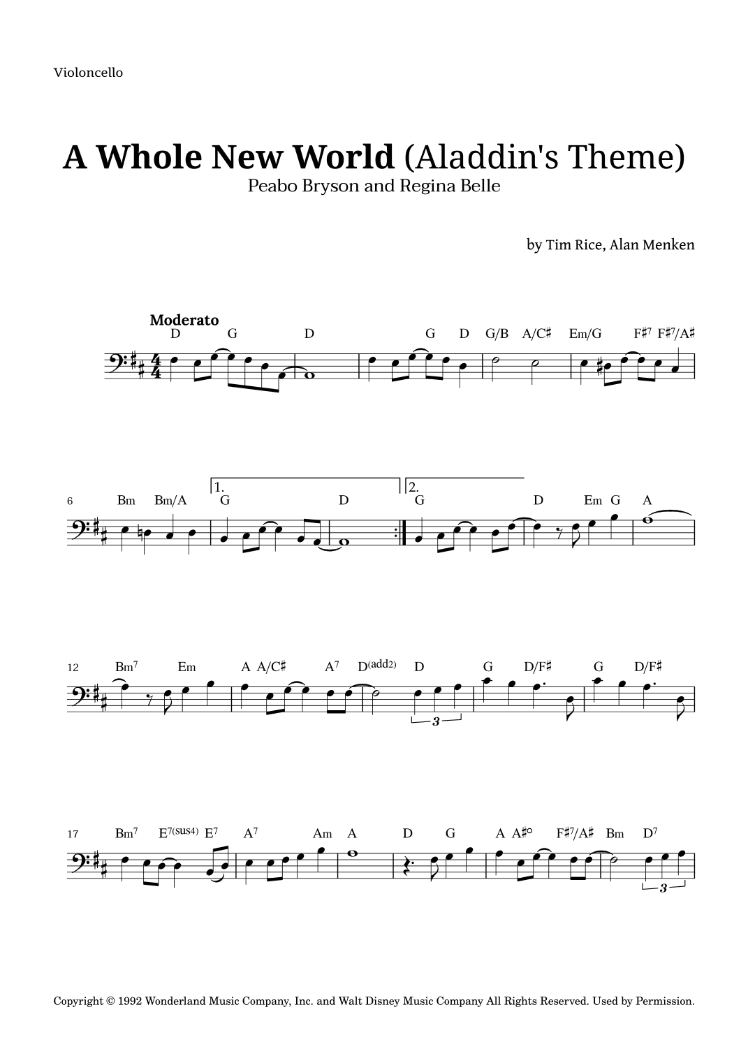 A Whole New World (aladdin's Theme) (arr. Langanho)
