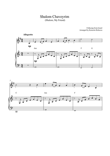 Shalom Chaveyrim (Shalom, My Friend) (arr. Kaiserin Rebecca)