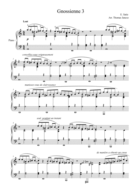 Gnossienne No 3 (arr. Thomas Jancso)