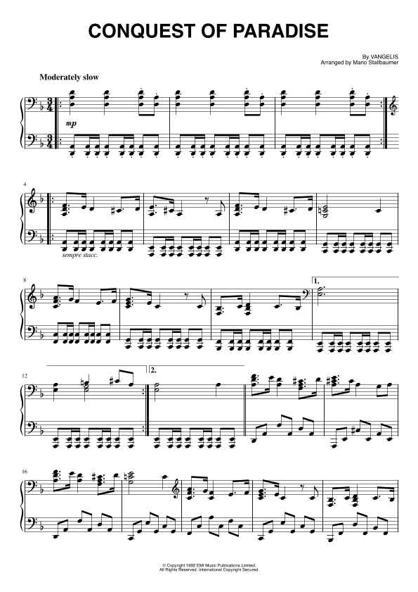 Conquest Of Paradise (arr. Mario Stallbaumer)