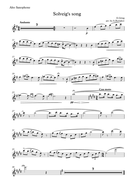 Solveig's Song from "Per Gunt" suite #1 (arr. A.Buriakov)