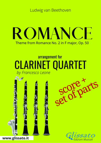 Theme from "Romance in F" for Clarinet Quartet score & parts (arr. Francesco Leone)