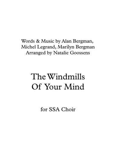 The Windmills Of Your Mind (arr. Natalie Goossens)
