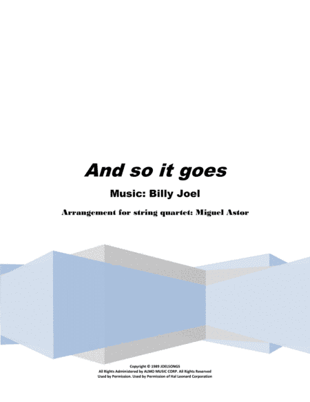 And So It Goes (arr. Miguel Astor)