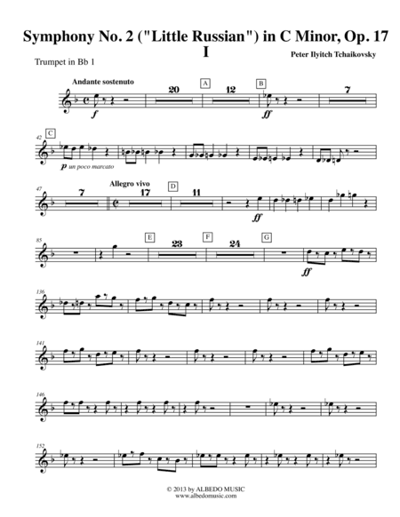 Tchaikovsky Symphony No. 2, Movement I - Trumpet in Bb 1 (Transposed Part), Op. 17 (arr. Doug Clyde)