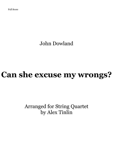 Can She Excuse My Wrongs? (arr. Alex Tinlin)