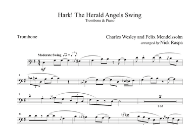 Hark! The Herald Angels Swing (Trombone & Piano) - Trombone part (arr. Nick Raspa)
