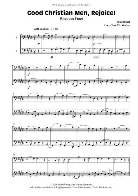 Good Christian Men, Rejoice! (arr. Gert Th. Walter)
