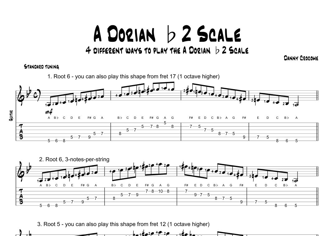 A Dorian b2 Scale (4 Ways to Play)