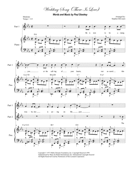 Wedding Song (There Is Love) (arr. Stephen DeCesare)