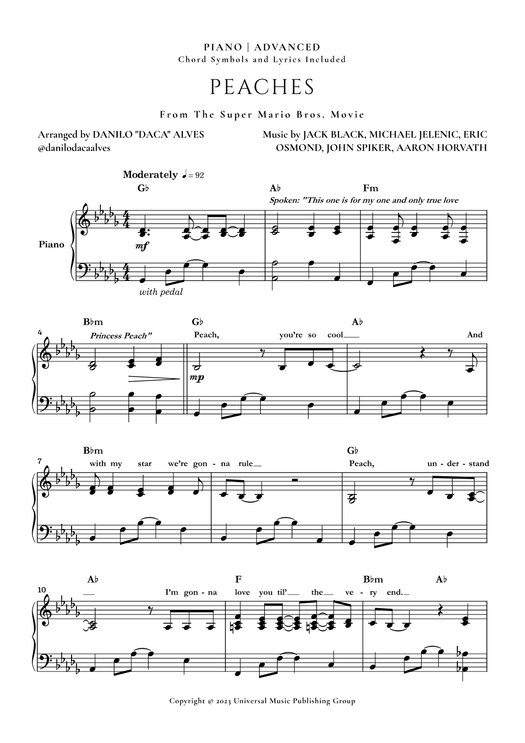 Peaches (arr. Danilo "Daca" Alves)
