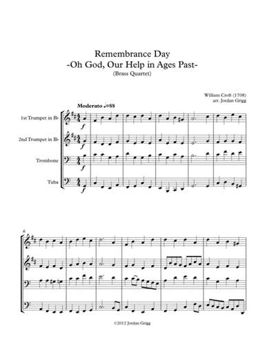 Remembrance Day. 'Oh God, Our Help in Ages Past' (Brass Quartet) (arr. Jordan Grigg)