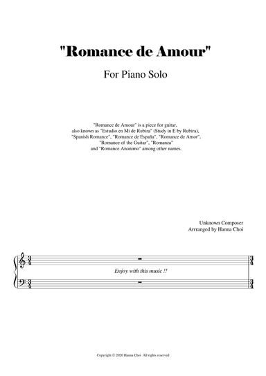 Romance d'Amour (arr. Hanna Choi)