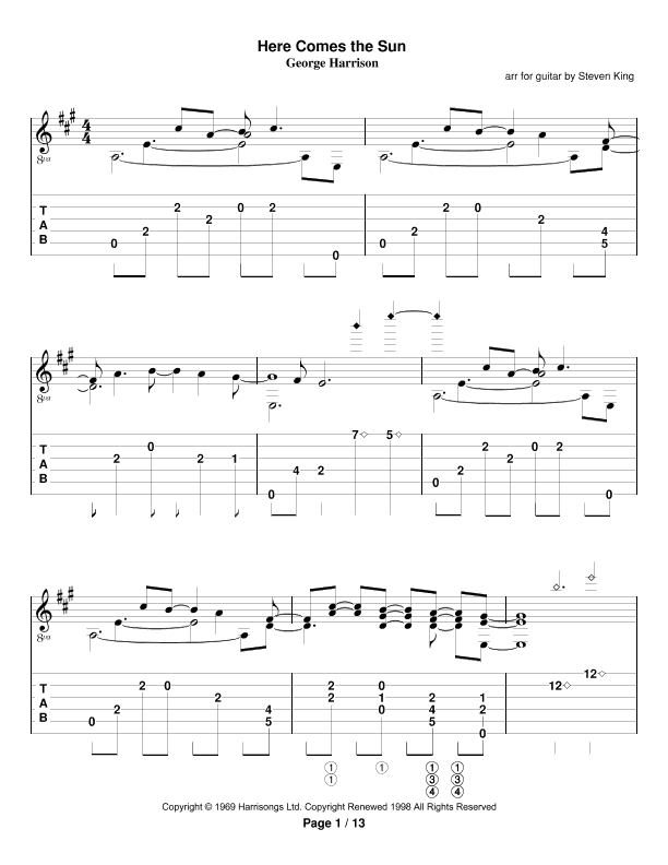 Here Comes The Sun (arr. Steven King)