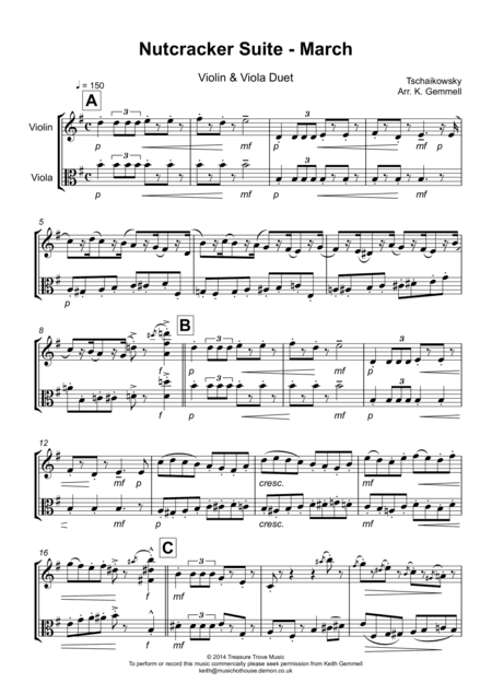 Nutcracker Suite - March: Violin & Viola Duet Duet (arr. Keith Gemmell)