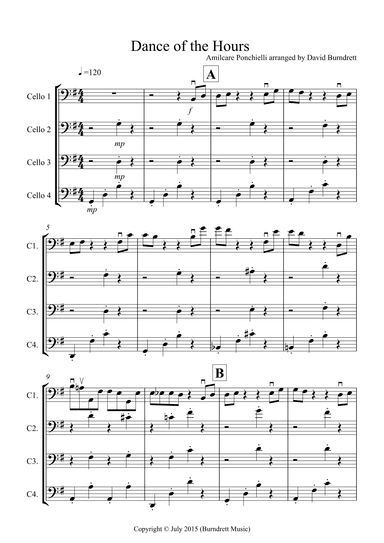 Dance of the Hours for Cello Quartet (arr. David Burndrett)