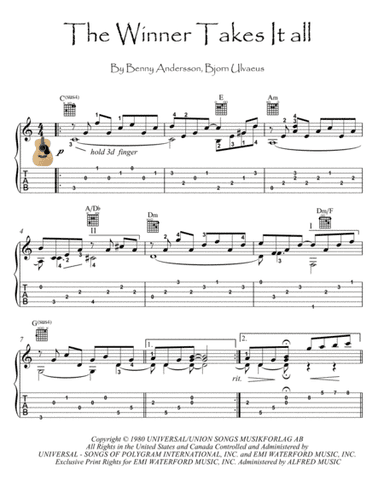 The Winner Takes It All (arr. PianoSheetNow)
