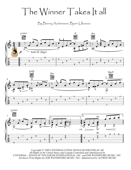 The Winner Takes It All (arr. PianoSheetNow)