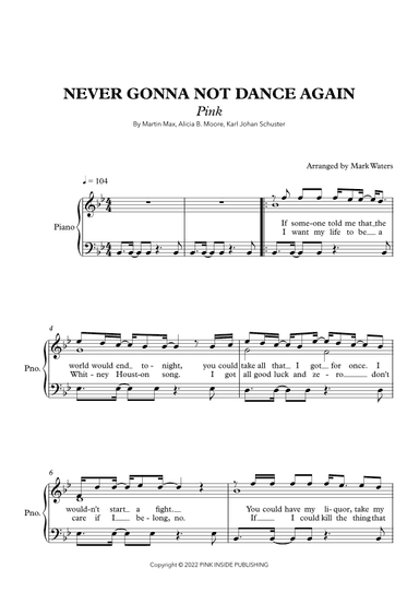 Never Gonna Not Dance Again (arr. Mark Waters)