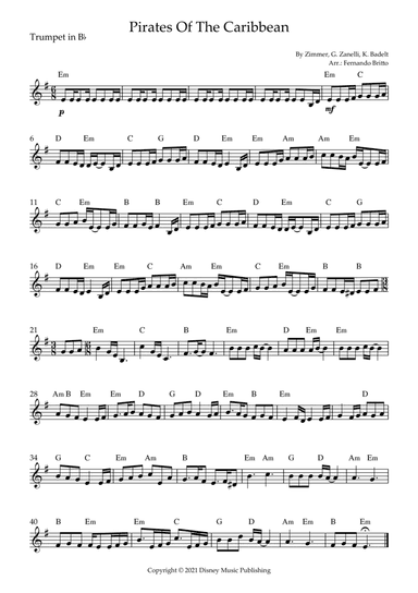Pirates Of The Caribbean (arr. Fernando Britto)