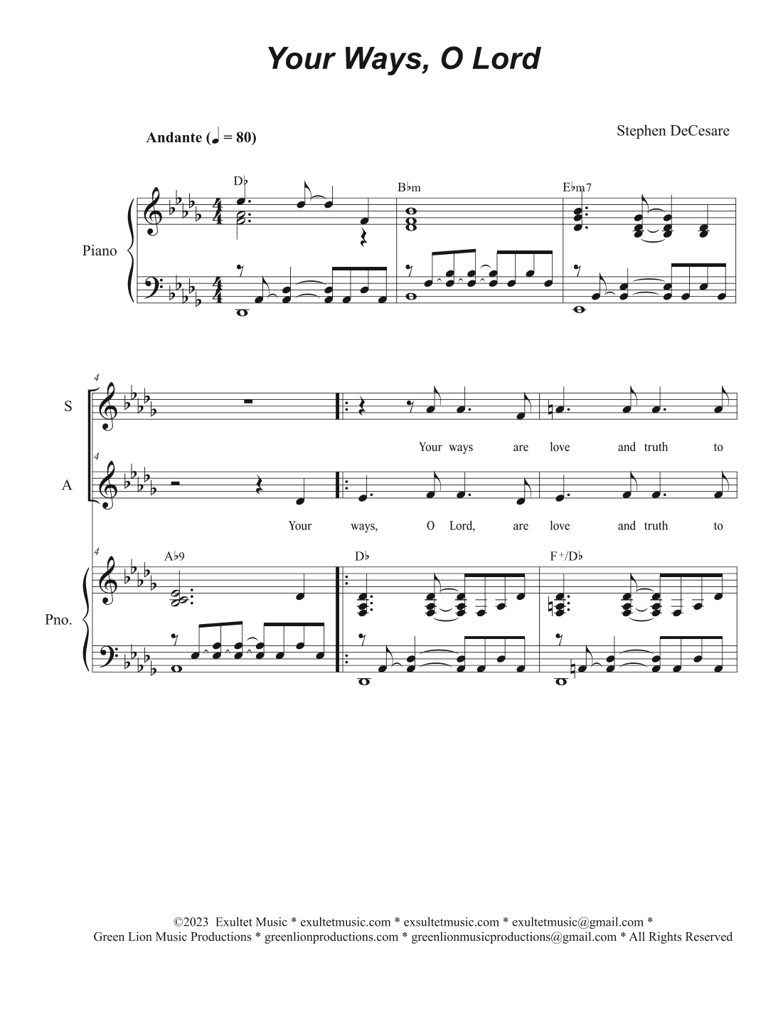 Your Ways, O Lord (2-part choir - (SA)