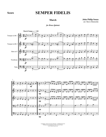 Semper Fidelis March for Brass Quintet (arr. Denroche, Stephen)
