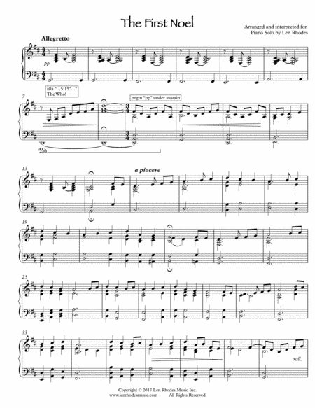 The First Noel - piano solo (arr. Len Rhodes)