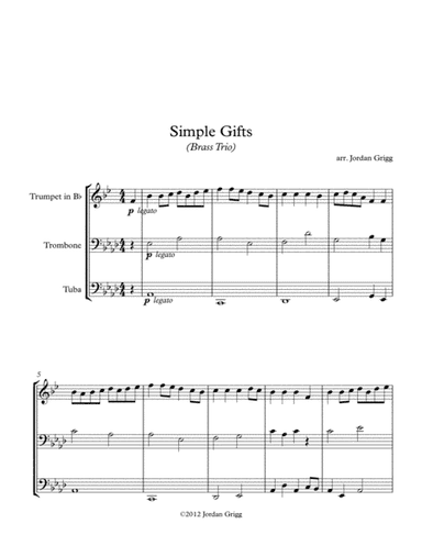 Simple Gifts (Brass Trio) (arr. Jordan Grigg)