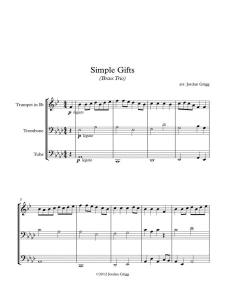 Simple Gifts (Brass Trio) (arr. Jordan Grigg)