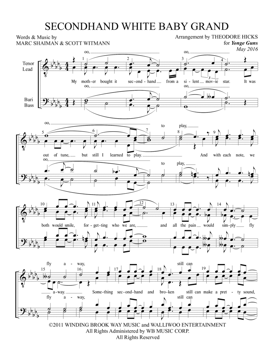 Secondhand White Baby Grand (arr. Theodore Hicks)