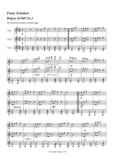F.Schubert: Waltz D.969 No.3 for Guitar Trio (arr. Stefan Niggl)