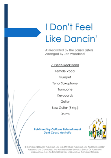 I Don't Feel Like Dancin' (arr. Jon Woodend)