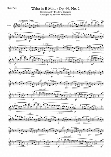Waltz in B Minor Op. 69, No. 2 for Flute & Piano (arr. Andrew Middleton)