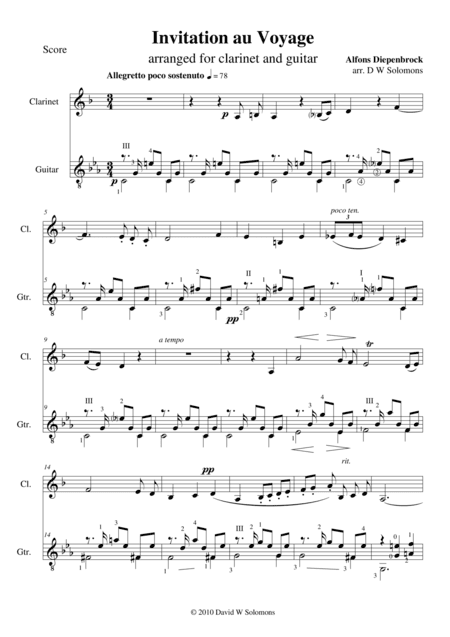 Invitation to the journey (Diepenbrock) for clarinet and guitar (arr. David Warin Solomons)