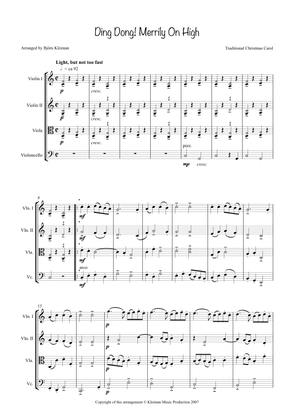 Ding Dong! Merrily On High (arr. Björn Kleiman)
