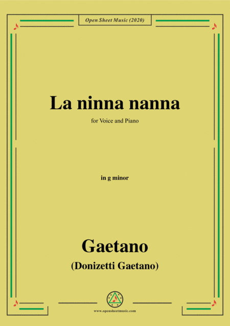 Donizetti-La ninna nanna,in f minor,for Voice and Piano (arr. MSM)