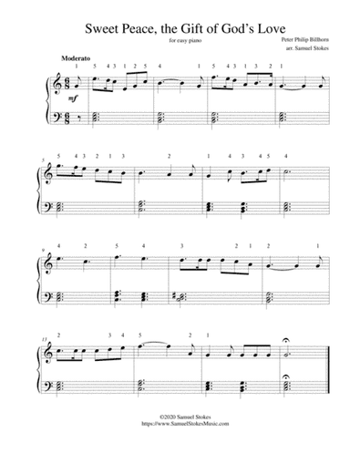 Sweet Peace, the Gift of God's Love - for easy piano (arr. Samuel Stokes)