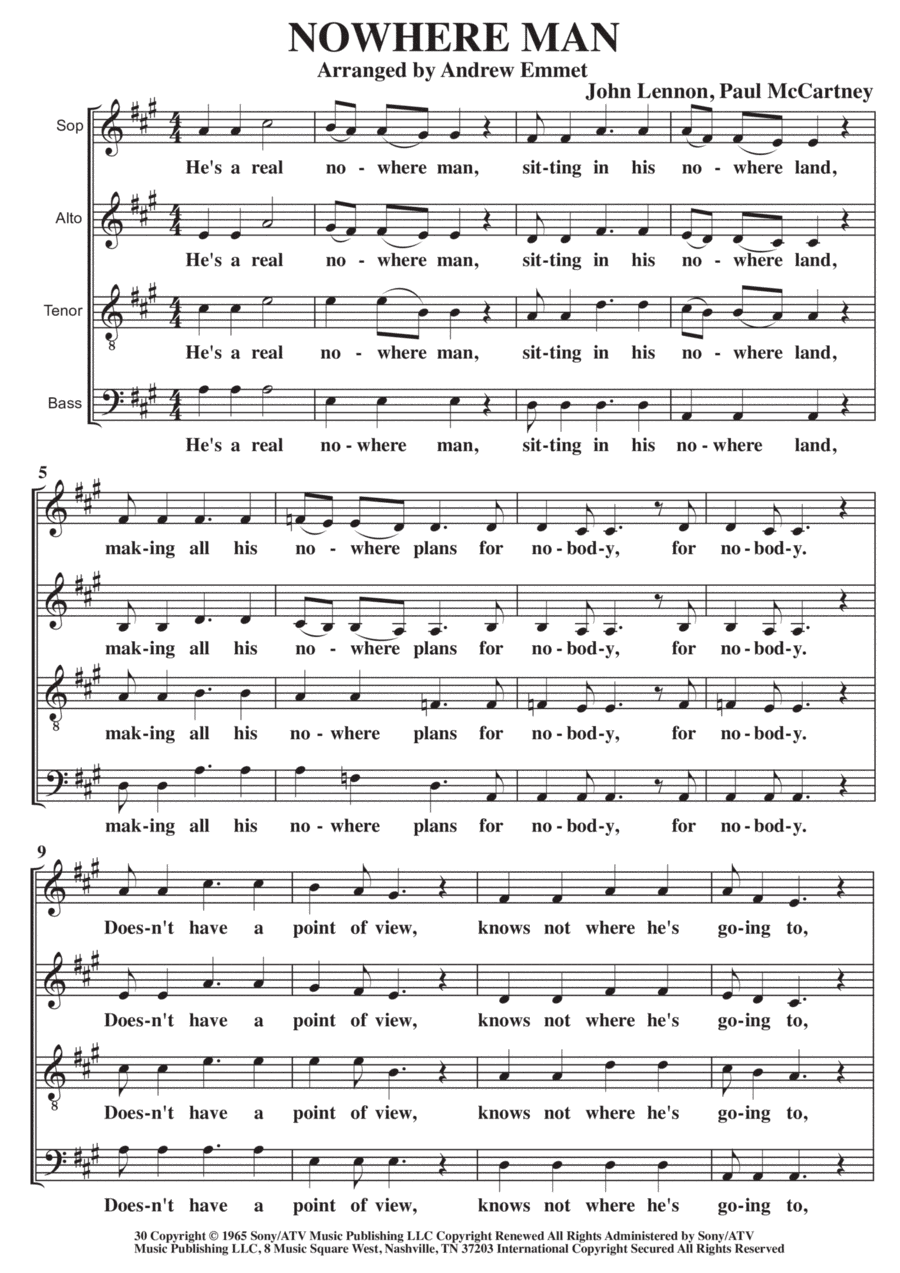 Nowhere Man (arr. Andrew Emmet)