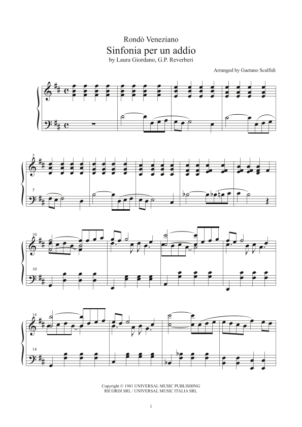 Sinfonia Per Un Addio (arr. Gaetano Scalfidi)