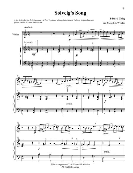 Classical Duets for Violin & Piano:  Solveig's Song (arr. Meredith Whelan)