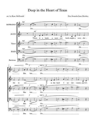 Deep In The Heart Of Texas (arr. Ryan McDonald)