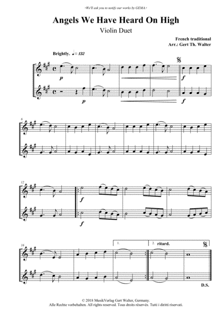Angels We Have Heard On High (arr. Gert Th. Walter)
