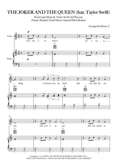 The Joker And The Queen (feat. Taylor Swift) (arr. Bruna T.)