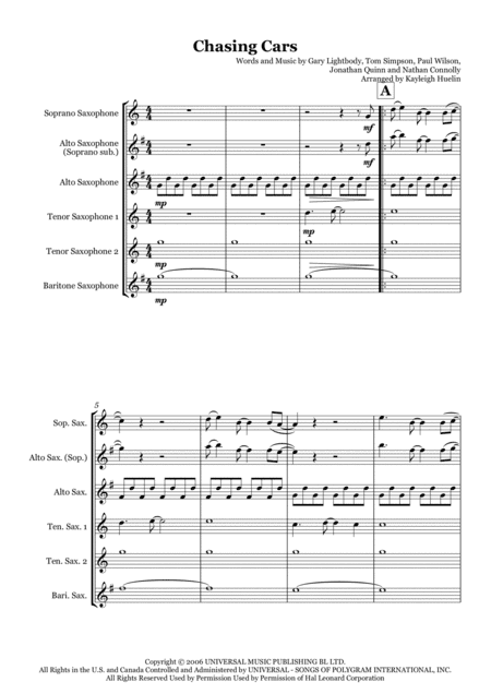 Chasing Cars (arr. Kayleigh Huelin)