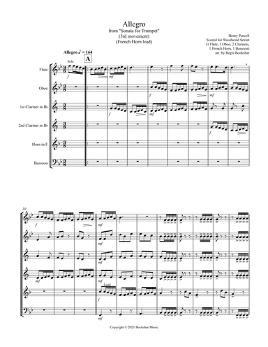 Allegro (from "Sonata for Trumpet") (Bb) (Woodwind Sextet - 1 Flute, 1 Oboe, 2 Clar, 1 Hrn, 1 Bassoo (arr. Regis Bookshar)