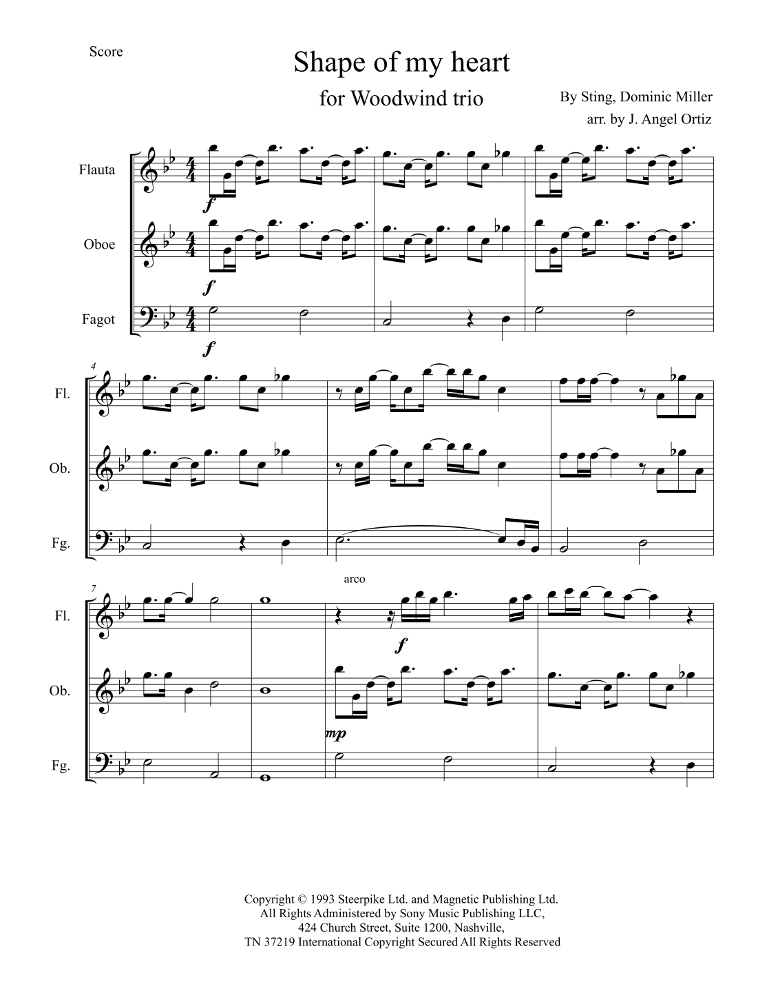 Shape Of My Heart (arr. José angel Ortiz ramirez)